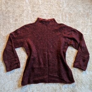 Eileen Fisher burgundy funnel neck mohair sweater